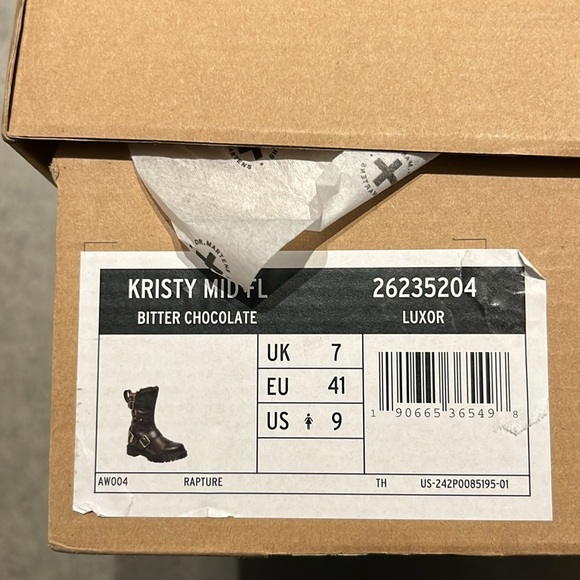 Dr. Martens Kristy Mid Leather Faux Fur Boots chocolate Luxor 9 - Picture 7 of 7